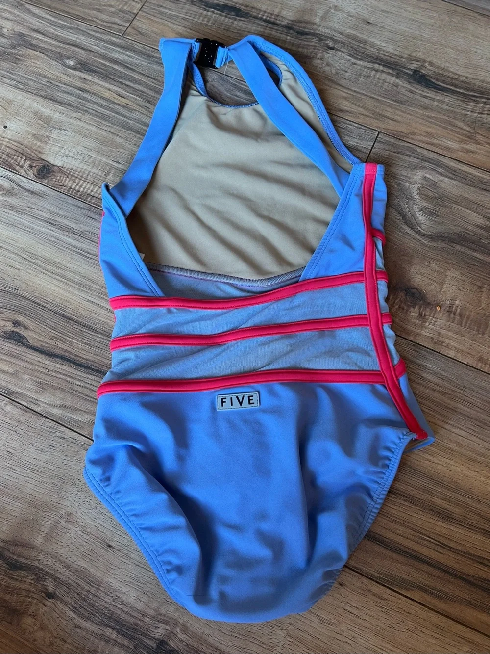 FIVE dancewear periwinkle & red leotard YXL